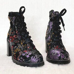 Diba Black Floral Embroidered Boots